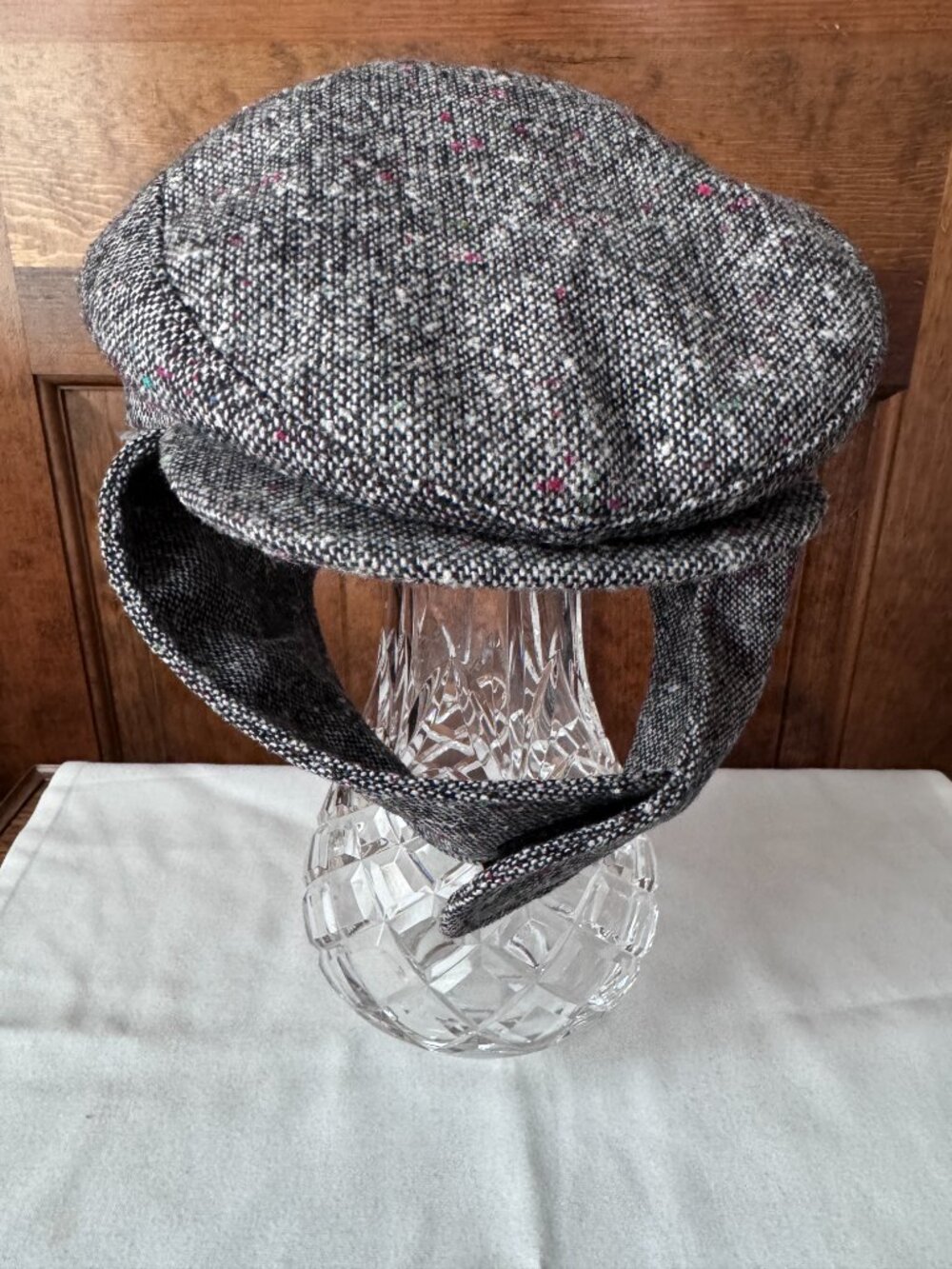 NWOT Black Tweed Jeff Cap w/Pull Down Flaps & Hidden Brim Snap Large - Picture 5 of 9